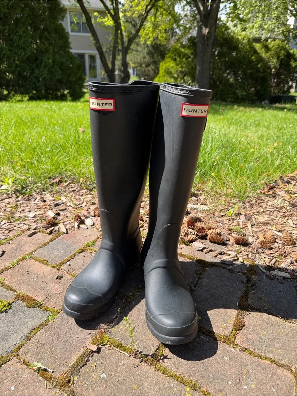 Hunter Original Matte Black Tall Rain Boots with Buckle Detail Women’s Size 6 - Picture 1 of 10